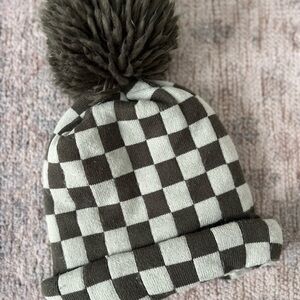 kids Cat & Jack checkered Pom Pom beanie hat